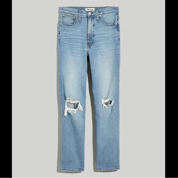 NWT Madewell Perfect Vintage Straight Jean in Danby Wash: Knee-Rip Edition - Picture 5 of 8